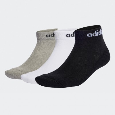 ADIDAS LINEAR ANKLE 3P IC1304  ΜΑΥΡΟ ΛΕΥΚΟ ΓΚΡΙ