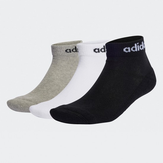 ADIDAS LINEAR ANKLE 3P IC1304  ΜΑΥΡΟ ΛΕΥΚΟ ΓΚΡΙ