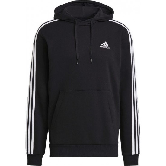 ADIDAS ESSENTIALS FLEECE 3-STRIPES HOODIE GK9072 ΜΑΥΡΟ ADIDAS ESSENTIALS FLEECE 3-STRIPES HOODIE GK9072 ΜΑΥΡΟ