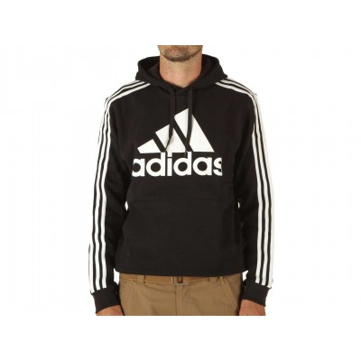 ADIDAS FLEECE 3-STRIPES LOGO HOODIE H14641 ΜΑΥΡΟ
