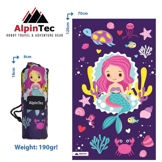 ALPINTEC ΠΕΤΣΕΤΑ MICROFIBER DRYFAST KIDS 70x120cm CMS-L-4 MERMAID