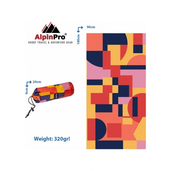 ALPINPRO TOWEL MICROFIBR DRYFAST PAINT BMS-XXL-2 90x180cm ΡΟΖ ΚΟΚΚΙΝΟ