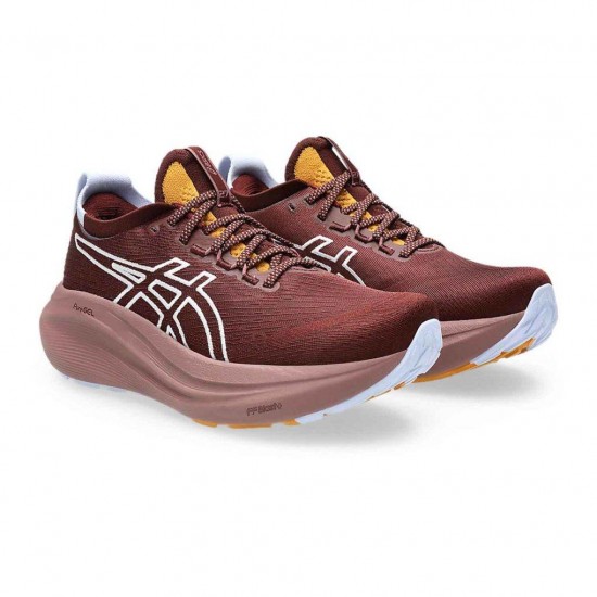 ASICS GEL-NIMBUS 27 1012B908 600 ΚΑΦΕ ΛΕΥΚΟ