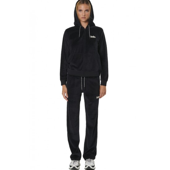 BODY ACTION BASIC VELOUR PANTS 021533 01 ΜΑΥΡΟ 