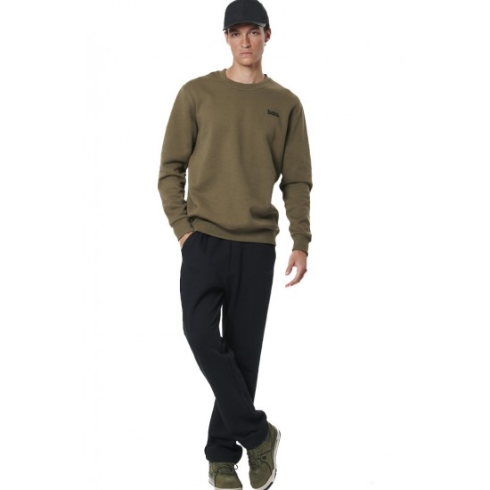 BODY ACTION FLEECE OPEN LEG SWEATPANTS 023531 01 ΜΑΥΡΟ 