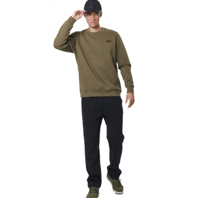 BODY ACTION FLEECE OPEN LEG SWEATPANTS 023531 01 ΜΑΥΡΟ 