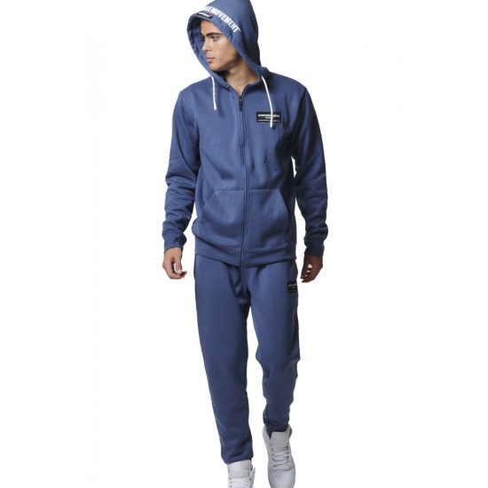 BODY ACTION FULL ZIPP HOODIE 073416 01 ΜΠΛΕ 
