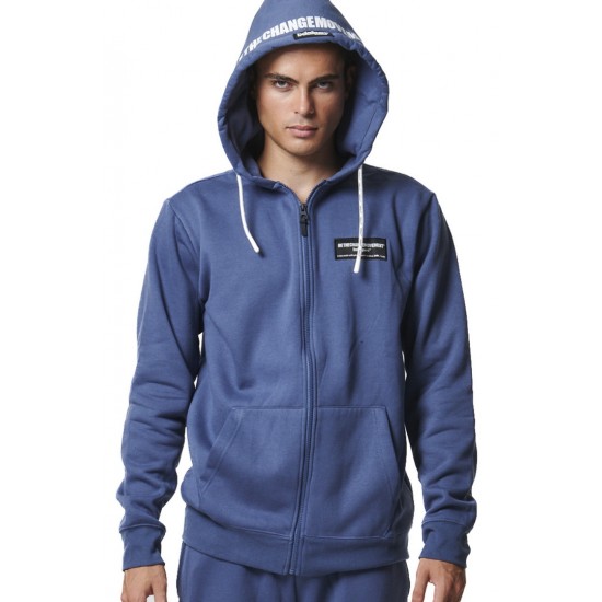 BODY ACTION FULL ZIPP HOODIE 073416 01 ΜΠΛΕ 