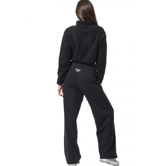BODY ACTION WIDE LEG SWEATPANTS 021447 01 ΜΑΥΡΟ 