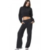 BODY ACTION WIDE LEG SWEATPANTS 021447 01 ΜΑΥΡΟ 