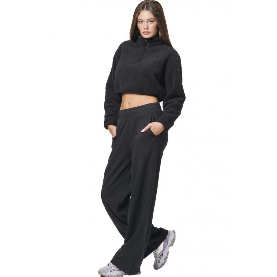 BODY ACTION WIDE LEG SWEATPANTS 021447 01 ΜΑΥΡΟ 