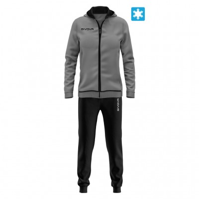 GIVOVA TRACKSUIT FLEECE FOR WOMAN LFB26 2710 ΓΚΡΙ ΜΑΥΡΟ