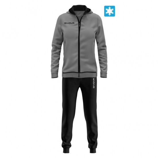 GIVOVA TRACKSUIT FLEECE FOR WOMAN LFB26 2710 ΓΚΡΙ ΜΑΥΡΟ