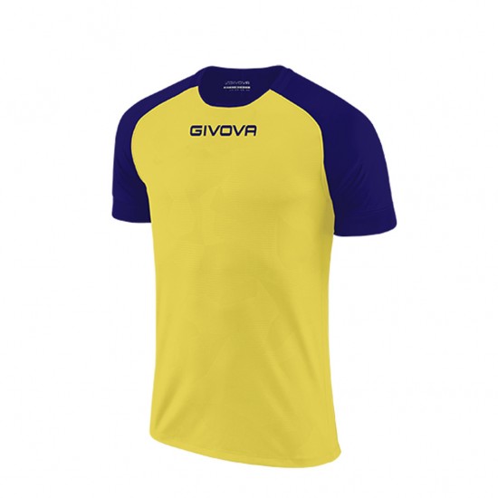 GIVOVA SHIRT CAPO MC MAC03 0704 YELLOW BLUE