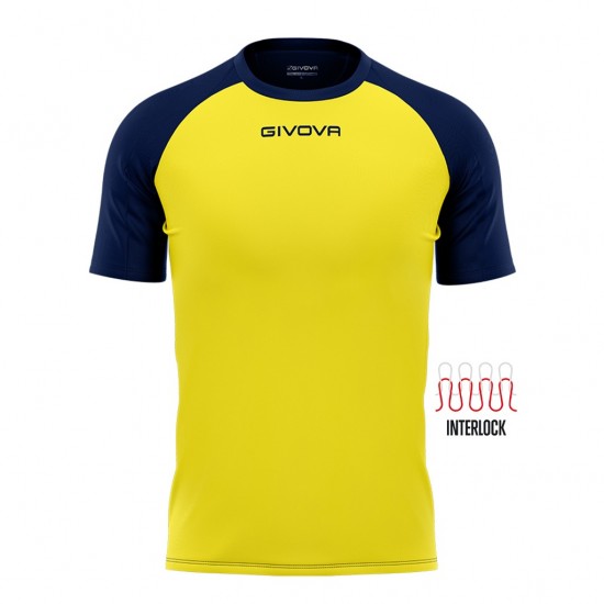 GIVOVA SHIRT CAPO MC MAC03 0704 YELLOW BLUE