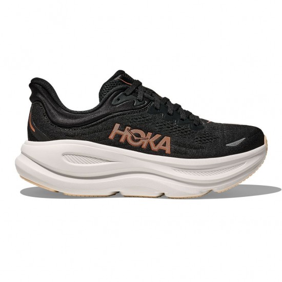 HOKA BONDI 9 1162012 BRGL ΜΑΥΡΟ ΡΟΖ ΧΡΥΣΟ