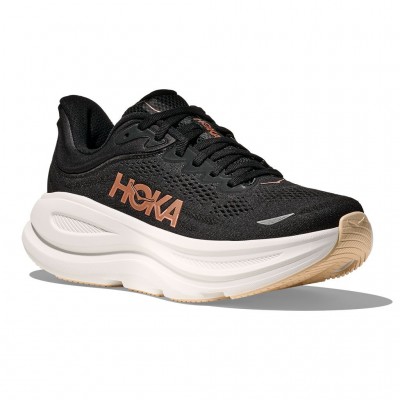 HOKA BONDI 9 1162012 BRGL ΜΑΥΡΟ ΡΟΖ ΧΡΥΣΟ