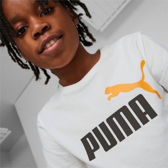 PUMA JR ESS+ 2 COL LOGO TEE B 586985 59 ΛΕΥΚΟ