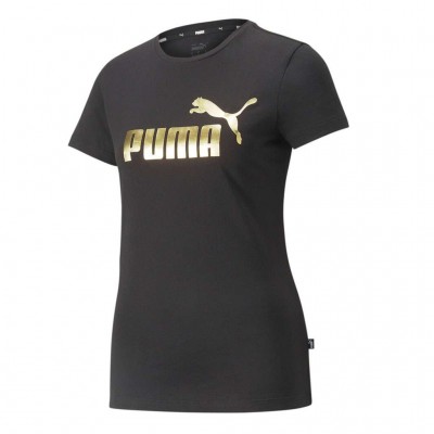 PUMA ESS METALLIC LOGO TEE 848303 01 ΜΑΥΡΟ