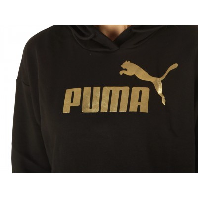 PUMA ESS METALLIC LOGO HOODIE TR 848305 01 ΜΑΥΡΟ