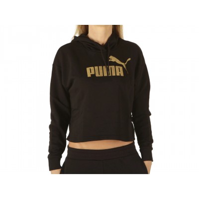 PUMA ESS METALLIC LOGO HOODIE TR 848305 01 ΜΑΥΡΟ