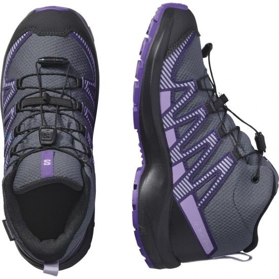 SALOMON JR XA PRO V8 MID WP 478573 ΓΚΡΙ ΜΩΒ