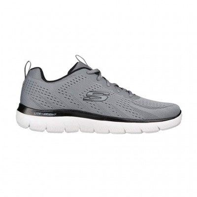 SKECHERS MESH LACE UP 232395 GYBK ΓΚΡΙ ΛΕΥΚΟ