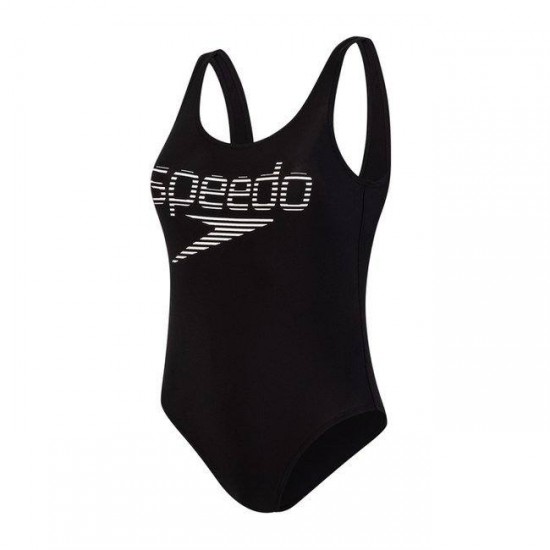 SPEEDO STRIPE LOGO DEEP 12369 D784W BLACK WHITE