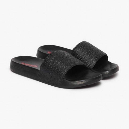 SUPERDRY D2 SDNA AOP EMBOSSED POOL SLIDE MF310272A 02A ΜΑΥΡΟ