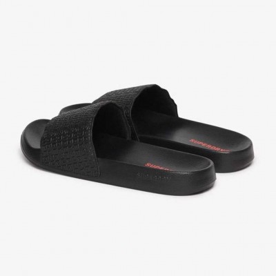 SUPERDRY D2 SDNA AOP EMBOSSED POOL SLIDE MF310272A 02A ΜΑΥΡΟ