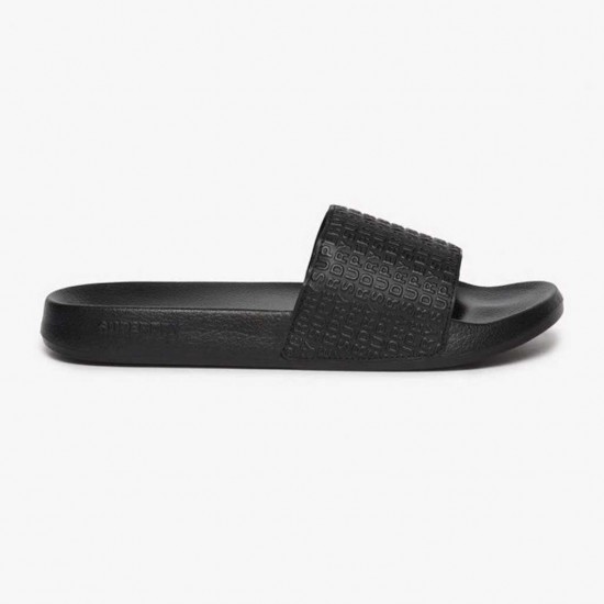 SUPERDRY D2 SDNA AOP EMBOSSED POOL SLIDE MF310272A 02A ΜΑΥΡΟ