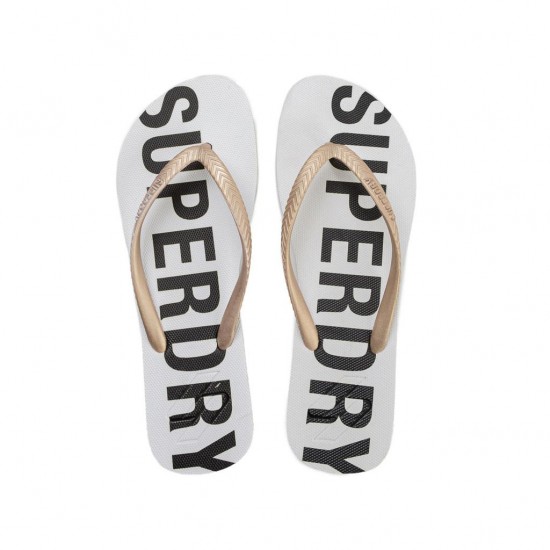 SUPERDRY ESSENTIAL FLIP FLOPS WF310155A 7BJ ΛΕΥΚΟ ΧΡΥΣΟ