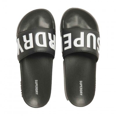 SUPERDRY CORE POOL SLIDE WF310237A 02A ΜΑΥΡΟ ΛΕΥΚΟ