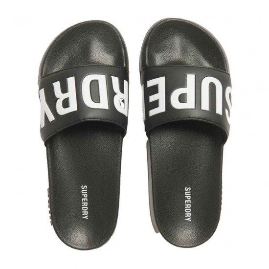 SUPERDRY CORE POOL SLIDE WF310237A 02A ΜΑΥΡΟ ΛΕΥΚΟ