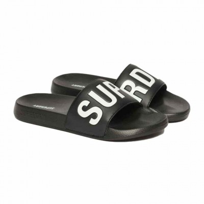 SUPERDRY CORE POOL SLIDE WF310237A 02A ΜΑΥΡΟ ΛΕΥΚΟ