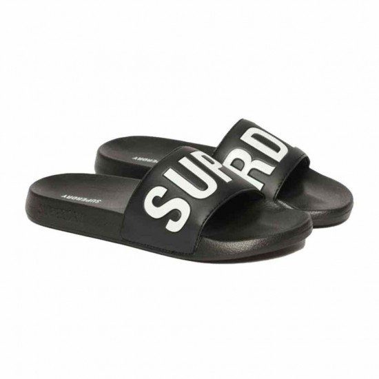 SUPERDRY CORE POOL SLIDE WF310237A 02A ΜΑΥΡΟ ΛΕΥΚΟ