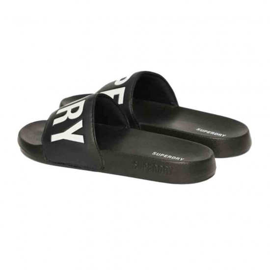 SUPERDRY CORE POOL SLIDE WF310237A 02A ΜΑΥΡΟ ΛΕΥΚΟ
