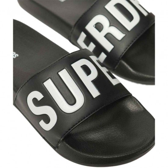 SUPERDRY CORE POOL SLIDE WF310237A 02A ΜΑΥΡΟ ΛΕΥΚΟ