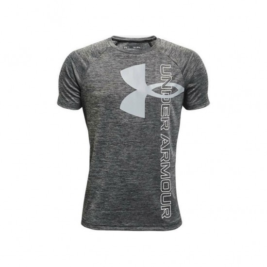 UNDER ARMOUR T-SHIRT TECH SPLIT LOGO HYBRID 1363279 001 ΑΝΘΡΑΚΙ